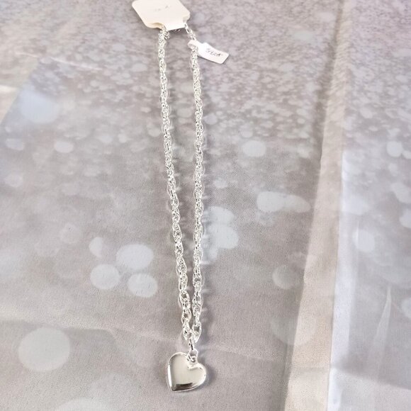 .925 Sterling Silver Heart Pendant Necklace 18" Extender Gift New - Picture 5 of 5